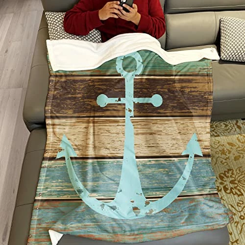 HommomH 50" X 80" Blanket Comfort Warmth Soft Cozy Air Conditioning Easy Care Machine Wash Nautical Decor Anchor Multi 5 4 HommomH 50" X 80" Blanket Comfort Warmth Soft Cozy Air Conditioning Easy Care Machine Wash Nautical Decor Anchor Multi 5 - Image 2