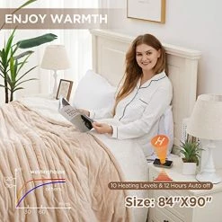Westinghouse Heated Blanket, Electric Throw Blanket With 10 Heating Levels, 12 Hours Auto Off, Overheat Protection, Machine Washable, Flannel To Sherpa (Queen, 84x90 Inches, Beige&Ivory) -Electric Blankets Sales 2022 51b8FYUBp6L