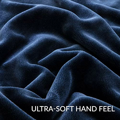 Bedsure Fleece Blanket Queen Size 350GSM - Soft Blankets For Bed All Season,90x90 Inches Navy Blue 6 Bedsure Fleece Blanket Queen Size 350GSM - Soft Blankets For Bed All Season,90x90 Inches Navy Blue - Image 4