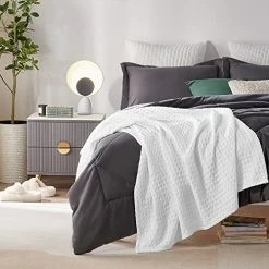 Cozylux Cotton Waffle Weave Blanket Viscose From Bamboo Bed Blanket Queen Size,Soft, Breathable And Lightweight Blanket For All-Season Perfect For Layering(White,90x90 Inches) -Electric Blankets Sales 2022 51b9aBS8VuL