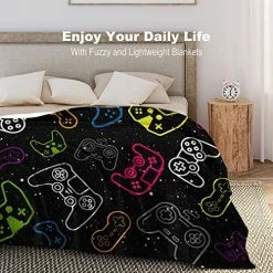BVCRF Gaming Flannel Blanket Gamer Gamepad Throw Blanket 3D Print Ultra Soft Home Decor Comfortable Bedding For Sofa Bed Couch Travel 50"X40" Color 2 -Electric Blankets Sales 2022 51bAqLEo3VL