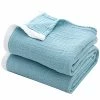 SE SOFTEXLY Cotton Muslin Blankets 4-Layer Blue Blankets For Bed Couch,Thermal Blanket For Adults Lightweight Soft Breathable Throw Blanket For All Season Gauze King Size Blanket(90"x 102",Light Blue) -Electric Blankets Sales 2022 51bItuBI59S