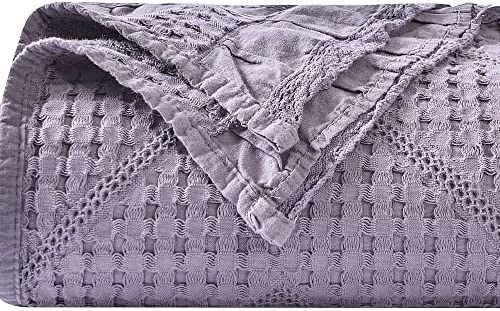 Chavish Cotton Waffle Wave Blanket Oversized, 59"x79" Luxury Soft Breathable Waffle Blanket Skin Friendly, Lightweight Blanket Layer For Bed Pink Style3-blue 9 Chavish Cotton Waffle Wave Blanket Oversized, 59"x79" Luxury Soft Breathable Waffle Blanket Skin Friendly, Lightweight Blanket Layer For Bed Pink Style3-blue - Image 7