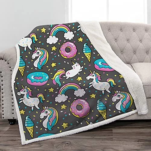 Jekeno Unicorn Sherpa Blanket Smooth Soft Print Throw Blanket For Sofa Chair Bed Office Travelling Camping Kids Adults 50"x60" Unicorn4 15 Jekeno Unicorn Sherpa Blanket Smooth Soft Print Throw Blanket For Sofa Chair Bed Office Travelling Camping Kids Adults 50"x60" Unicorn4 - Image 13
