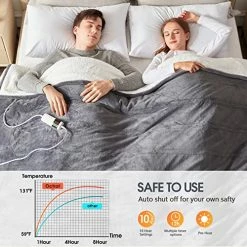 Octrot Heated Electric Blanket Heating Sherpa Throw Size Blankets With Auto Off 10 Heating Levels 1-8 Hours For Adults Fast Warming Blankets And Throws For Women, Washable (50" X 62", Grey) -Electric Blankets Sales 2022 51ca3UX9oTL
