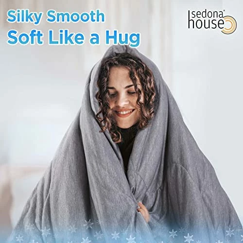 SEDONA HOUSE Cooling Throw Blanket For Hot Sleepers Night Sweats, Lightweight Breathable Summer Cool Blanket For Sofa Couch Bed Travel, Machine Washable( Grey, 50×60inch) 7 SEDONA HOUSE Cooling Throw Blanket For Hot Sleepers Night Sweats, Lightweight Breathable Summer Cool Blanket For Sofa Couch Bed Travel, Machine Washable( Grey, 50×60inch) - Image 5