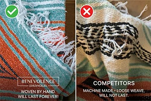 Benevolence LA Authentic Mexican Blanket - Beach Blanket, Handwoven Serape Blanket, Perfect Beach Blankets, Picnic Blanket, Outdoor Blanket, Yoga Blanket, Camping Blanket, Car Blanket, Woven Blanket (Rust) Mint 6 Benevolence LA Authentic Mexican Blanket - Beach Blanket, Handwoven Serape Blanket, Perfect Beach Blankets, Picnic Blanket, Outdoor Blanket, Yoga Blanket, Camping Blanket, Car Blanket, Woven Blanket (Rust) Mint - Image 4
