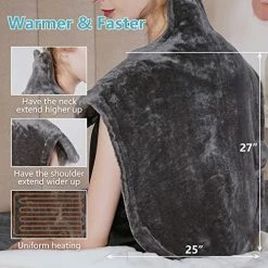 HEYNEMO Large Electric Heating Pad For Back Pain Relief And Cramps Relief,Electric Blanket Heat Wrap For Neck And Shoulders,3 Heat Settings 2 Auto-Off,25"x27" Ultra-Soft Heated Pad,Grey -Electric Blankets Sales 2022 51dG5wTzzkL