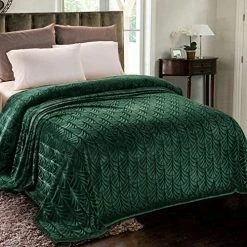 Whale Flotilla Flannel Fleece King Size(90x104 Inch) Lightweight Bed Blanket, Soft Velvet Bedspread Plush Fluffy Coverlet Palm Leaf Design Decorative Blanket For All Seasons, Dark Green Silver Grey -Electric Blankets Sales 2022 51dKkNHI2rL. AC