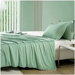 SKIZELL Satin Throw Blanket Silky Bed Blanket.Wrinkle-Free Throw Blanket For Coush Sofa Bed Outdoor.Throw Size 46"x60"Green&Grey -Electric Blankets Sales 2022 51dgSDKnutL. AC 2