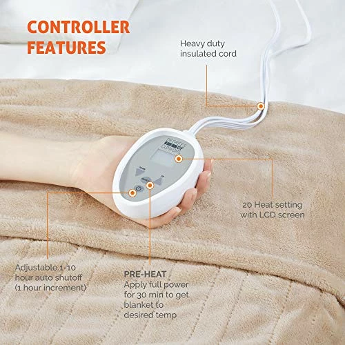 Degrees Of Comfort Heated Blanket | Dual Control W/ Auto Shut Off | Electric Blanket Queen Size For Bed | 20 Heating Levels | Microplush & Machine Washable | -Grey, 84Wx90L 6 Degrees Of Comfort Heated Blanket | Dual Control W/ Auto Shut Off | Electric Blanket Queen Size For Bed | 20 Heating Levels | Microplush & Machine Washable | -Grey, 84Wx90L - Image 4