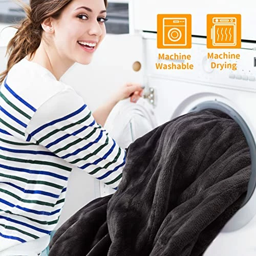 Abemala Electric Heated Blanket Full Size 72"x 84" | Soft Flannel Sofa Bed Blanket With 10 Level Fast Heating & Overheat Protection | Machine Washable & Dryable | 8H Timer Outdoor Throw Heating Blanket | Grey 5 Abemala Electric Heated Blanket Full Size 72"x 84" | Soft Flannel Sofa Bed Blanket With 10 Level Fast Heating & Overheat Protection | Machine Washable & Dryable | 8H Timer Outdoor Throw Heating Blanket | Grey - Image 3