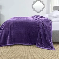 Clara Clark Fleece Blanket, Raschel Mink Faux Fur Blanket, Ultra Plush Blanket, Cozy And Warm Blanket, 55 X 82, Solid Eggplant