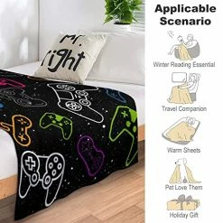 BVCRF Gaming Flannel Blanket Gamer Gamepad Throw Blanket 3D Print Ultra Soft Home Decor Comfortable Bedding For Sofa Bed Couch Travel 50"X40" Color 2 -Electric Blankets Sales 2022 51ecnd200WL
