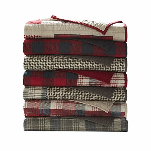 Woolrich Tasha Luxury Quilted Throw Taupe 50x70 Plaid Premium Soft Cozy 100% Cotton For Bed, Couch Or Sofa Huntington, Red 6 Woolrich Tasha Luxury Quilted Throw Taupe 50x70 Plaid Premium Soft Cozy 100% Cotton For Bed, Couch Or Sofa Huntington, Red - Image 4