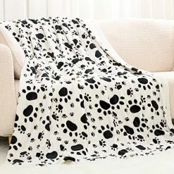 Homde Heated Electric Throw 50 Inch X 60 Inch Flannel Washable Blanket With 10-Heat Setting Auto-Off Controller For Bed Or Couch, Black White Cat Paw