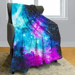 HommomH 60" X 80" Blanket Comfort Warmth Soft Air Conditioning Easy Care Machine Wash House Nebula Galaxy Multi 10