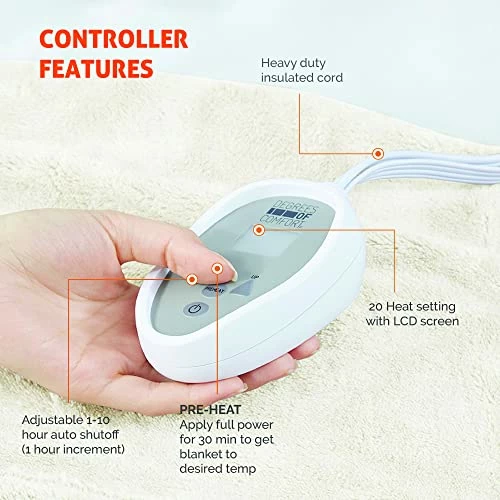 Degrees Of Comfort Electric Blanket Full Size | Single Control With Auto Shut Off | Micro Plush Heated Blanket For Bed | Machine Washable | UL Certified - Ivory, 80Wx84L 6 Degrees Of Comfort Electric Blanket Full Size | Single Control With Auto Shut Off | Micro Plush Heated Blanket For Bed | Machine Washable | UL Certified - Ivory, 80Wx84L - Image 4