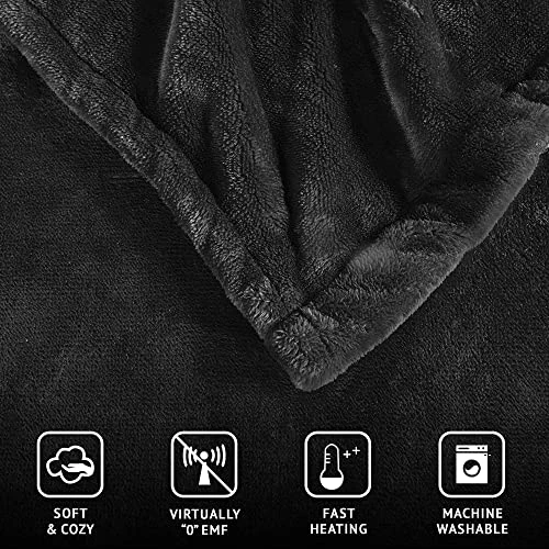 Beautyrest - BR54-0910 Heated Plush Elect Electric Blanket With 20 Heat Level Setting Controllers Equip With Secure Comfort Technology And 10 Hours Auto Shut Off, King: 90x100, Black 6 Beautyrest - BR54-0910 Heated Plush Elect Electric Blanket With 20 Heat Level Setting Controllers Equip With Secure Comfort Technology And 10 Hours Auto Shut Off, King: 90x100, Black - Image 4