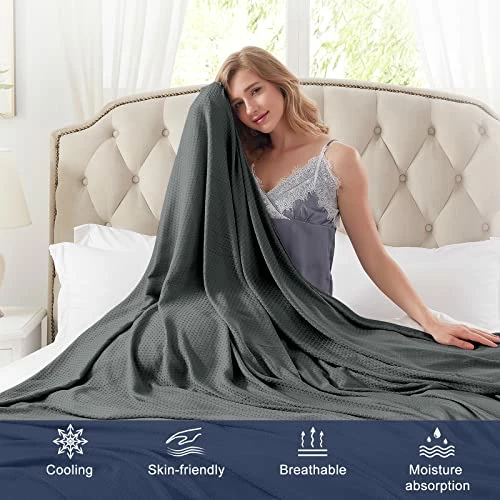 DANGTOP Cooling Blankets, 100% Bamboo Blanket For All-Season, Cooling Blankets Absorbs Body Heat To Keep Cool On Warm Night, Ultra-Cool Lightweight Blanket For Bed (79x91 Inches, Dark Grey) 5 DANGTOP Cooling Blankets, 100% Bamboo Blanket For All-Season, Cooling Blankets Absorbs Body Heat To Keep Cool On Warm Night, Ultra-Cool Lightweight Blanket For Bed (79x91 Inches, Dark Grey) - Image 3