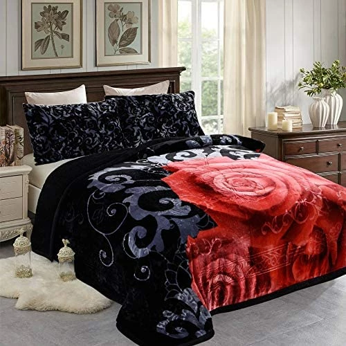 JML Luxury Sherpa Flannel Blanket 3-Piece, Winter Warm Bed Blanket With 2 Pillow Shams- Soft, Warm, Korean Style Printed Embossed Reversible Plush Bed Blanket, Poney King Size (79" X 91") Purple Floral 11 JML Luxury Sherpa Flannel Blanket 3-Piece, Winter Warm Bed Blanket With 2 Pillow Shams- Soft, Warm, Korean Style Printed Embossed Reversible Plush Bed Blanket, Poney King Size (79" X 91") Purple Floral - Image 9