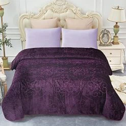 JML Plush Fleece Blanket, Bed Blanket Queen Size (75" X 91") - Soft, Warm, Lightweight Solid Color Embossed Blanket For Bed, Pattern-Purple -Electric Blankets Sales 2022 51fOcPOFTMS. AC