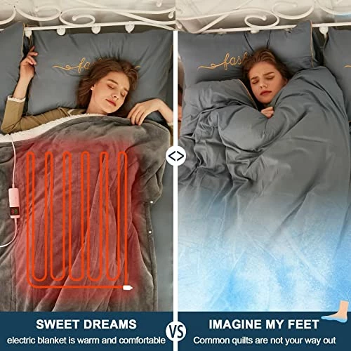 Greenoak Heated Electric Throw Blanket, 50“ X 62” Heating Blanket, Thick Soft Warming Plush Electric Lap Blanket Sherpa For Adults With 5-Position Timer &10 Heating Levels (Grey) Light Grey 3 Greenoak Heated Electric Throw Blanket, 50“ X 62” Heating Blanket, Thick Soft Warming Plush Electric Lap Blanket Sherpa For Adults With 5-Position Timer &10 Heating Levels (Grey) Light Grey