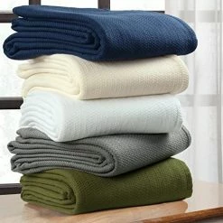 OMkras 100 Cotton Herringbone Throw Blanket King Soft Knit Throw Farmhouse All Season Blanket Thermal Breathable Bed Blanket Light Weight Blanket Ivory, 90 InchX108 Inch -Electric Blankets Sales 2022 51fXKAKFJL. AC 5