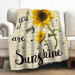 Levens Sunflower Gifts Throw Blanket For Women - Living Room Home Bedroom Decor, Soft Fuzzy Yellow Flower Print Plush Blankets For Couch Sofa Bed Birthday Black 50"x60" -Electric Blankets Sales 2022 51feGZCwDKL. AC 1