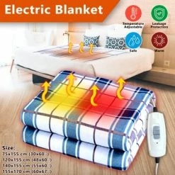 Generic Electric Blanket, Electric Sheet One And A Half Size 48*63" 10 Heating Modes And Turn-Off Timer After 2-4-8-12 Hours. 110 Volt, 100 Watt.