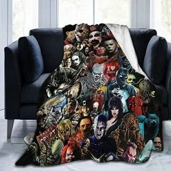 Oneca Horror Movie Characters Blanket 50"x40" Ultra-Soft Micro Fleece Blanket Comfortable Air Conditioning Blanket Halloween Decoration Gifts Blankets For Bed Couch Chair Living Room Style 1