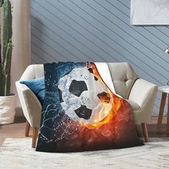 XTGOO Fire And Ice Soccer Blanket Throw Bedding Room Decor Flannel Blankets For Bed Sofa 60"x50" -Electric Blankets Sales 2022 51ftm93q2ML