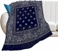 YIRONGCG Navy Blue Bandana Paisley Print Flannel Blanket Throw Lightweight Soft Warm Bed Blanket For Couch Sofa Chair Living Bedroom All Seasons Use -Electric Blankets Sales 2022 51g830DnkJS. AC