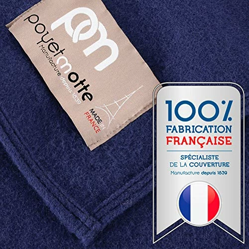 Poyet Motte Made In France Poyet Motte Antibes 350GSM 100-Percent Wool Medium Weight Oversized Blanket, Machine Washable (Navy Blue, Twin Size) 4 Poyet Motte Made In France Poyet Motte Antibes 350GSM 100-Percent Wool Medium Weight Oversized Blanket, Machine Washable (Navy Blue, Twin Size) - Image 2