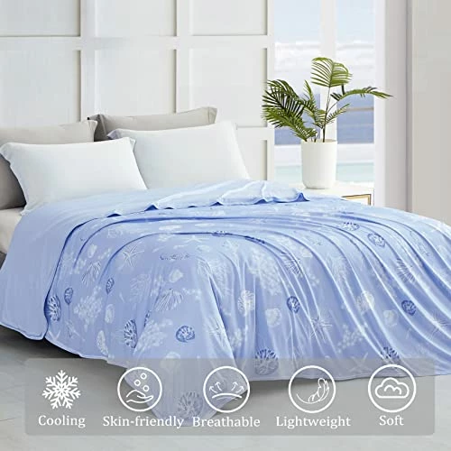 LUXEAR Cooling Blanket,Queen/Full Size Summer Blankets With Double Side Cooling Effect,Q-Max 0.5 Arc-Chill Cooling Fiber Soft Cold Blanket Absorb Heat For Hot Sleepers Night Sweats Keep Cool All Night Ocean 3 LUXEAR Cooling Blanket,Queen/Full Size Summer Blankets With Double Side Cooling Effect,Q-Max 0.5 Arc-Chill Cooling Fiber Soft Cold Blanket Absorb Heat For Hot Sleepers Night Sweats Keep Cool All Night Ocean