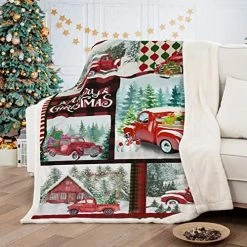 Drucon Christmas Blanket Red Truck Throw Blanket Christmas Tree Snowman Printed Sherpa Blanket Soft Warm Microfiber Blanket For Bed, Couch And Travel 60" X 80" -Electric Blankets Sales 2022 51hHFcYV5qL. AC