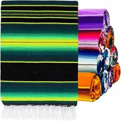 Orizaba Original Pink Blue Green & Maroon Hand Made Mexican Blanket | Saltillo | Serape | Falsa| Beach Blanket | Picnic Blanket | Tablecloth - Veracruz -Electric Blankets Sales 2022 51hNxP619rL. AC