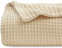 Bedsure 100% Cotton Blankets Queen Size For Bed - 405GSM Waffle Weave Fall Throw Blankets For All Seasons, Mint Green Soft Lightweight Woven Blankets, 90x90 Inches -Electric Blankets Sales 2022 51hYjDua1LL. AC