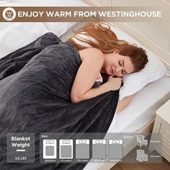 Westinghouse Heated Blanket, Electric Blanket With 6 Heating Levels, 4 Hour Auto Off, Overheat Protection, Machine Washable, Flannel (50x60 Inches, Grey) 19 Westinghouse Heated Blanket, Electric Blanket With 6 Heating Levels, 4 Hour Auto Off, Overheat Protection, Machine Washable, Flannel (50x60 Inches, Grey) -Electric Blankets Sales 2022 51hpPe3tJtL