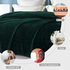 Exclusivo Mezcla Twin Size Flannel Fleece Blanket, 90x66 Inches Soft Jacquard Weave Leaves Pattern Velvet Plush Blanket For Bed, Cozy, Warm, Lightweight And Decorative Forest Green Blanket -Electric Blankets Sales 2022 51i3dgjM5nL
