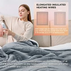 Bedsure Heated Blanket Electric Throw - Soft Fleece Electric Blanket, 6 Heat Settings Heating Blanket With 4 Time Settings, 3hrs Timer Auto Shut Off (50×60 Inches, Grey)