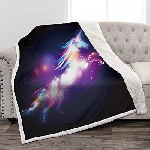 Jekeno Unicorn Sherpa Blanket Smooth Soft Print Throw Blanket For Sofa Chair Bed Office Travelling Camping Kids Adults 50"x60" Unicorn4 12 Jekeno Unicorn Sherpa Blanket Smooth Soft Print Throw Blanket For Sofa Chair Bed Office Travelling Camping Kids Adults 50"x60" Unicorn4 - Image 10