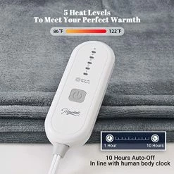 Homemate Electric Heated Blanket Dual Controller King Size 100"x 90" Grey,5 Heating Levels Fast Heating,10 Hours Auto Off, Heat Blanket Over-Heated Protection Double Soft Flannel,ETL Certified Blue -Electric Blankets Sales 2022 51i9Rmiu4ML 1