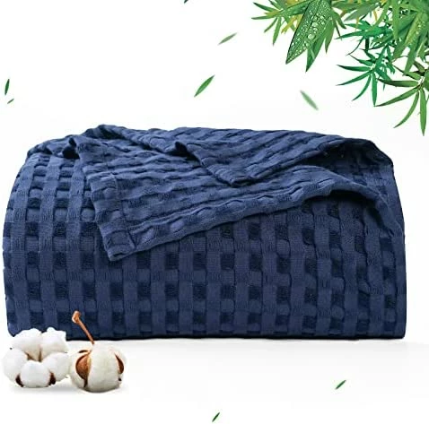 PHF Waffle Bamboo Cotton Blanket King Size 104''x90'' - Super Soft Lightweight Breathable Blanket For All Season - Perfect Decorative Waffle Weave Textured Blanket Layer For Couch Bed Sofa - Grey 13 PHF Waffle Bamboo Cotton Blanket King Size 104''x90'' - Super Soft Lightweight Breathable Blanket For All Season - Perfect Decorative Waffle Weave Textured Blanket Layer For Couch Bed Sofa - Grey - Image 11