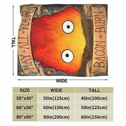 Mioolkt Calcifer Howl's Moving Castle Blanket Throw Blankets Ultra Soft Flannel Lightweight Throws For Couch, Bed, Plush Fuzzy Flannel Microfiber Warm Thermal Blanket All Seasons Use 60"x50" Black -Electric Blankets Sales 2022 51iIX4QkCMS