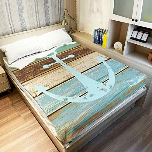 HommomH 50" X 80" Blanket Comfort Warmth Soft Cozy Air Conditioning Easy Care Machine Wash Nautical Decor Anchor Multi 5 5 HommomH 50" X 80" Blanket Comfort Warmth Soft Cozy Air Conditioning Easy Care Machine Wash Nautical Decor Anchor Multi 5 - Image 3