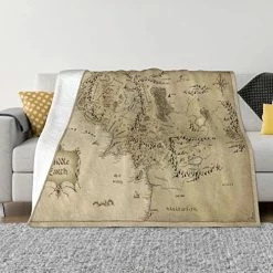 Generic Middle Earth Map Blanket Super Soft Flannel Blanket Cozy Plush Bedding Bed Sofa Ladies Men50 X40 Black6