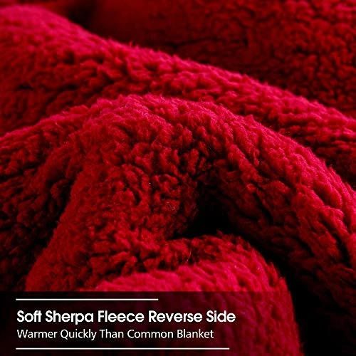 JML Sherpa Flannel Blanket, 3-Piece Fleece Blanket With Pillow Shams- Soft, Warm, Korean Style Printed Embossed Bed Blanket, Burgundy Solid Color - Teal 5 JML Sherpa Flannel Blanket, 3-Piece Fleece Blanket With Pillow Shams- Soft, Warm, Korean Style Printed Embossed Bed Blanket, Burgundy Solid Color - Teal - Image 3