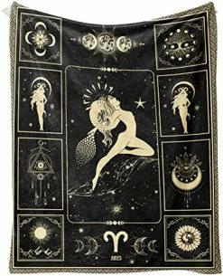 Eupoebun Aries Constellation Blanket Lightweight Microfiber Astrology Blanket Aries Zodiac Sun And Moon Decor Birthday Graduation Meaningful Gifts Aries Gifts For Women Men 40"X50" Aquarius11 -Electric Blankets Sales 2022 51jJi2D8wbL. AC