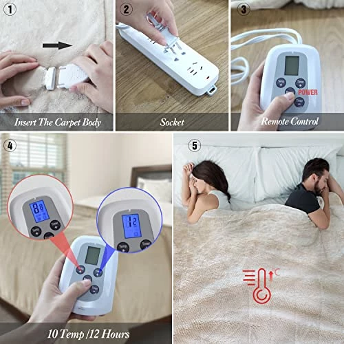 Marquess King Size Electric Blanket,Flannel Sherpa Washable And Comfortable Heated Blanket With 10 Heat Settings, Safety 10 Hours Auto-Off &Dual Temperature Dual Control By One Blanket(King, Navy) 8 Marquess King Size Electric Blanket,Flannel Sherpa Washable And Comfortable Heated Blanket With 10 Heat Settings, Safety 10 Hours Auto-Off &Dual Temperature Dual Control By One Blanket(King, Navy) - Image 6